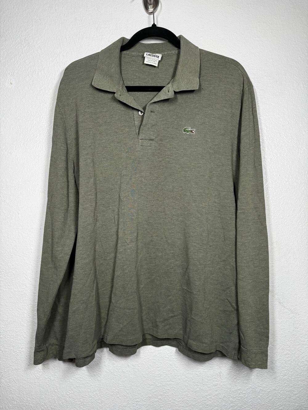 Lacoste Polo Shirt Top Olive Green Sz 7/XL Embroidered Logo